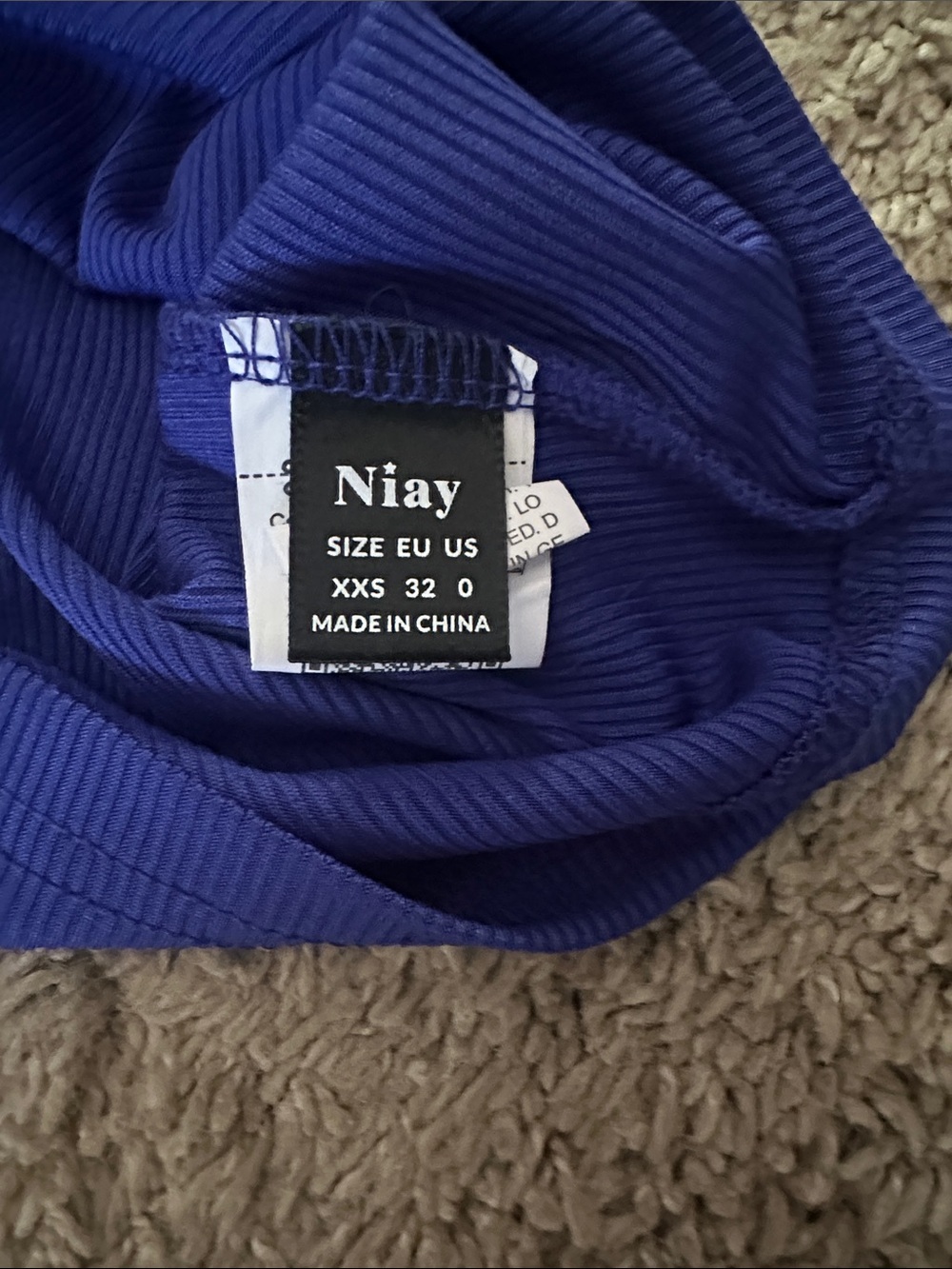 Blue One-Shoulder Ribbed Crop Top - Picture 3 of 3